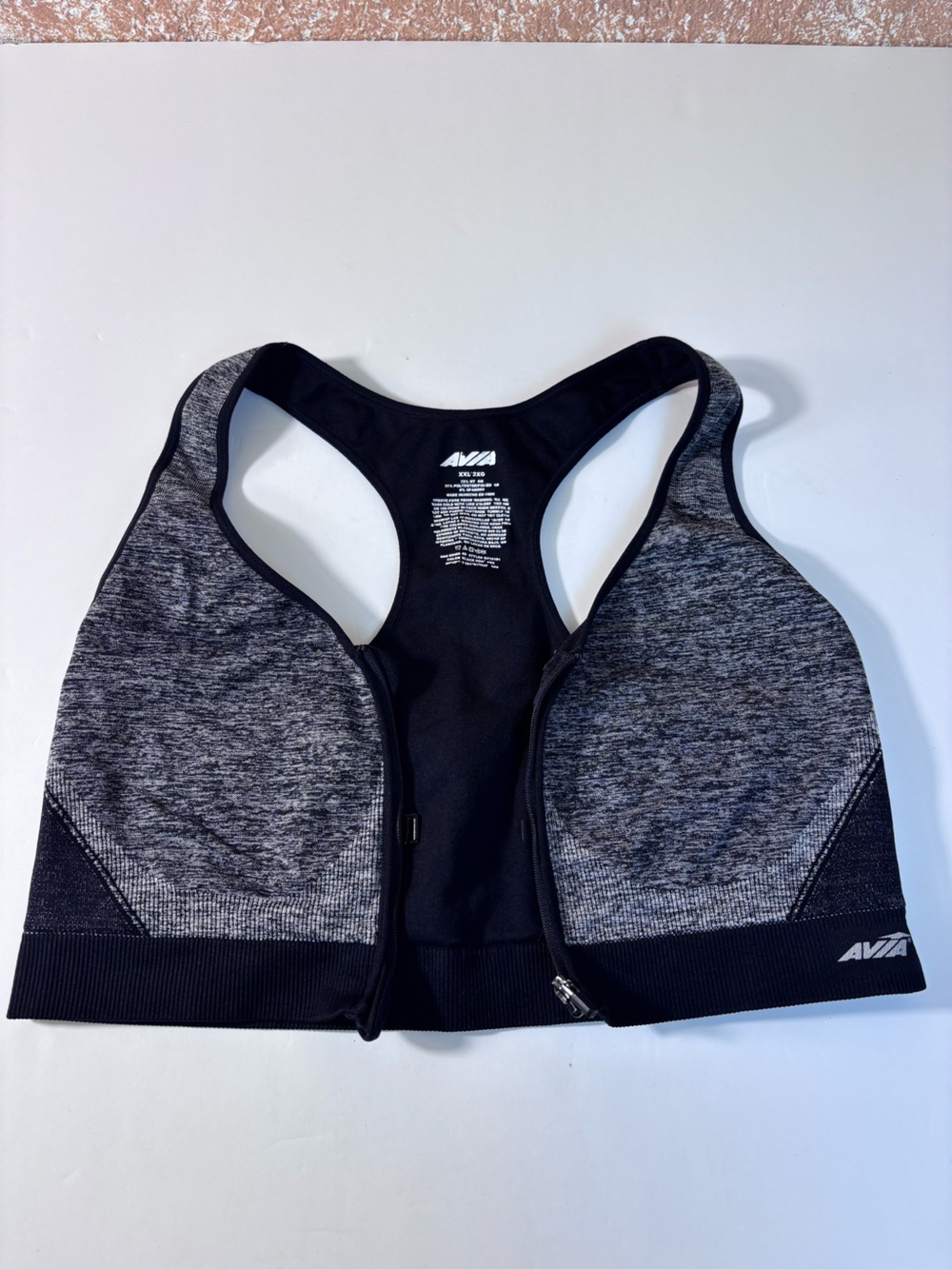 Avia Seamless Front-Zip Sports Bra Racerback Versatile Comfort Activewear Sz XXL - Picture 3 of 9
